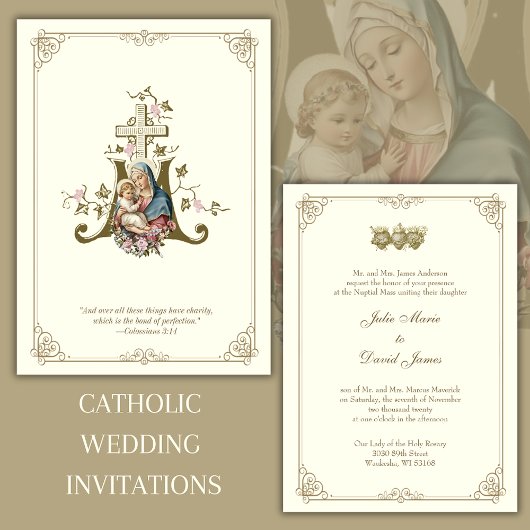 Invitation Catholique Marie & Jésus Mariage