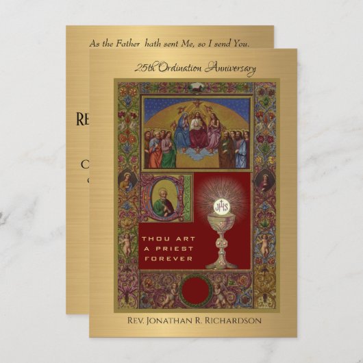 Invitation Catholique Ordination Anniversaire (Devant / Derrière)