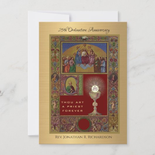Invitation Catholique Ordination Anniversaire (Devant)