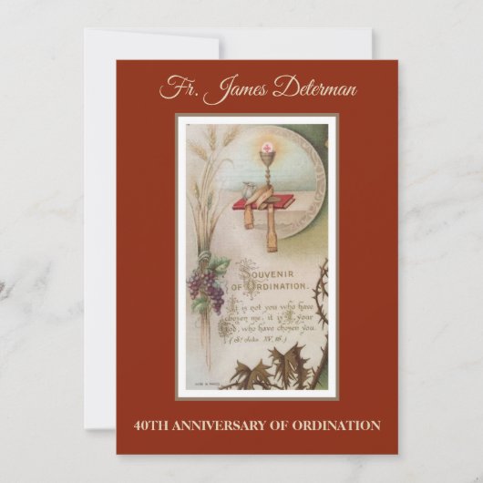 Invitation Catholique Ordination Anniversaire (Devant)