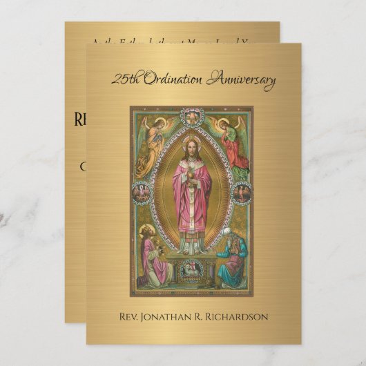Invitation Catholique Ordination Anniversaire (Devant / Derrière)