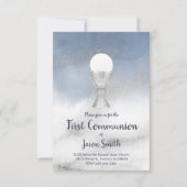 Invitation catholique première communion aquarelle marbre (Devant)