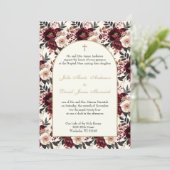 Invitation Catholique rouge foncé Blush Floral Mariage religi (Debout devant)