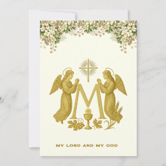 Invitation Catholique Saint-Anges de communion Floral (Devant)