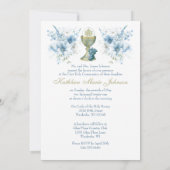 Invitation Catholique Sainte Communion Bleu Floral (Dos)