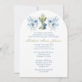 Invitation Catholique Sainte Communion Bleu Floral (Dos)