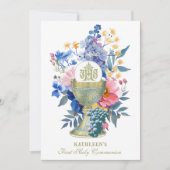 Invitation Catholique Sainte Communion Été Floral (Devant)