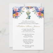 Invitation Catholique Sainte Communion Été Floral (Dos)