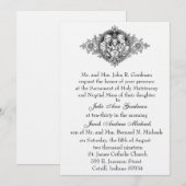 Invitation Catholique Sainte Famille Mariage noir et blanc (Devant / Derrière)