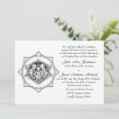 Invitation Catholique Sainte Famille Mariage noir et blanc (Debout devant)