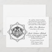 Invitation Catholique Sainte Famille Mariage noir et blanc (Devant / Derrière)