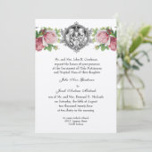 Invitation Catholique Sainte Famille Rose Roses Mariage Flora (Debout devant)