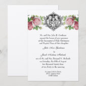 Invitation Catholique Sainte Famille Rose Roses Mariage Flora (Devant / Derrière)