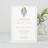 Invitation Catholique Vierge Marie Mariage de fleurs bleues (Debout devant)