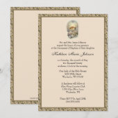 Invitation Catholique Vintage baptême Christening Traditionne (Devant / Derrière)