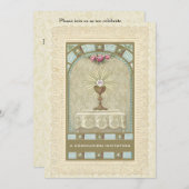 Invitation Catholique Vintage Première Communion (Devant / Derrière)