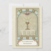 Invitation Catholique Vintage Première Communion (Devant)