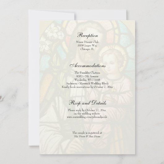 Invitation Catholique Vitrail St. Joseph Mariage (Dos)