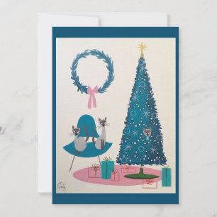 Invitation Cats de Noël modernes du milieu du siècle