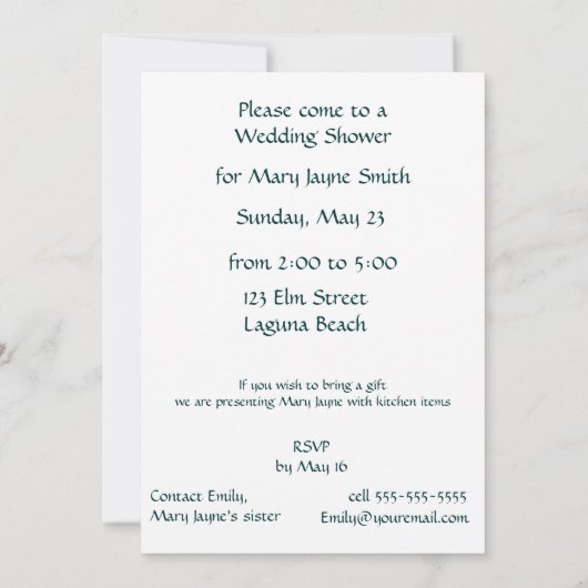 Invitation Cattleya Orchidées Vertes et Blanches (Dos)