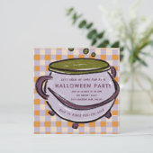 Invitation Cauldron À damiers Fête d'Halloween (Debout devant)