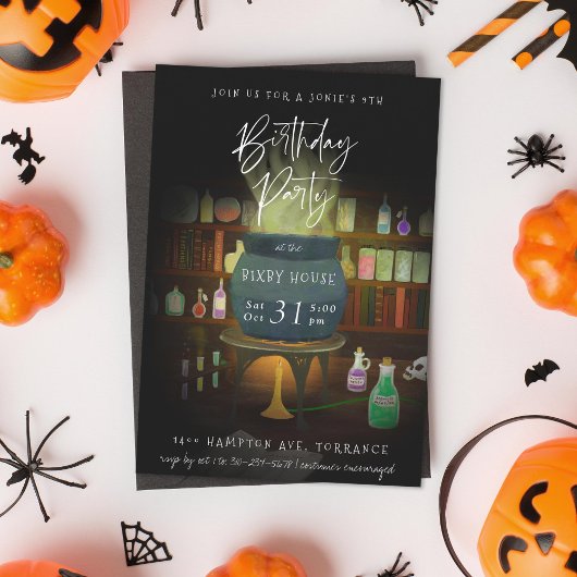 Invitation Cauldron brasserie Halloween fête d'anniversaire