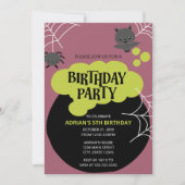 Invitation Cauldron de sorcière de dessin animé fête d'annive (Devant)