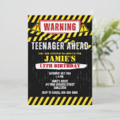 Invitation Caution Warning Sign Teenager 13th Birthday (Debout devant)