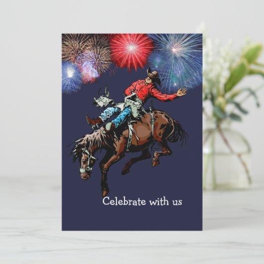 Invitation Cavalier de Rodéo de Bronco de Parti Occidental Bl (Debout devant)