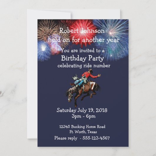 Invitation Cavalier de Rodéo de Bronco de Parti Occidental Bl (Dos)