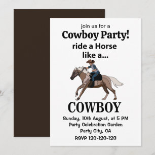 Invitation Cavalier de rodéo Montez un cheval comme un cow-bo
