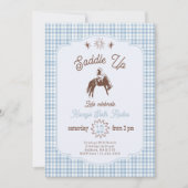 Invitation Cavalier de Rodéo Saddle Up Bleu Anniversaire Dess (Devant)