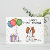 Invitation Cavalier King Charles Spaniel Blenheim - Anniversa (Debout devant)