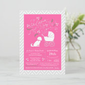 Invitation Cavalier King Charles Spaniel Chien Baby shower fi (Debout devant)