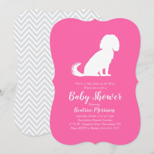 Invitation Cavalier King Charles Spaniel Chien Baby shower fi (Devant / Derrière)