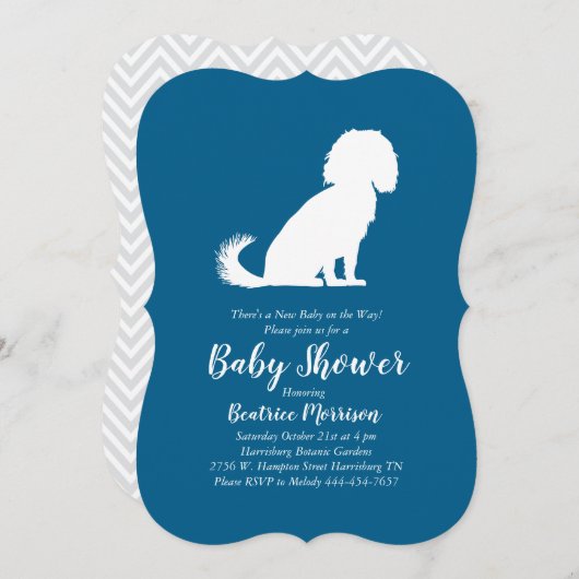 Invitation Cavalier King Charles Spaniel Chien Baby shower Ga (Devant / Derrière)