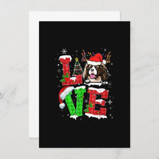 Invitation Cavalier King Charles Spaniel Chien Tree Noël L (Devant / Derrière)