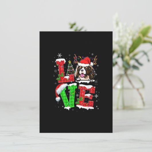 Invitation Cavalier King Charles Spaniel Chien Tree Noël L (Debout devant)