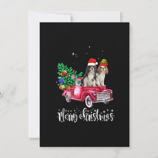 Invitation Cavalier King Charles Spaniel Christmas Ride Red T (Devant)