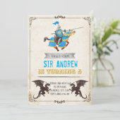 Invitation Cavalier médiéval et fête d'anniversaire de dragon (Debout devant)