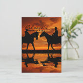 Invitation Cavalier silhouette de cowboy au coucher de soleil (Debout devant)