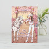 Invitation Cavalière Cheval Rose Blanc Ranch Fête d'anniversa (Debout devant)