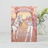 Invitation Cavalière Cheval Rose Blanc Ranch Fête d'anniversa (Debout devant)