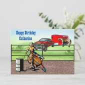 Invitation Cavalière de Rodéo de Cowgirl Occidental dans l'Ar (Debout devant)