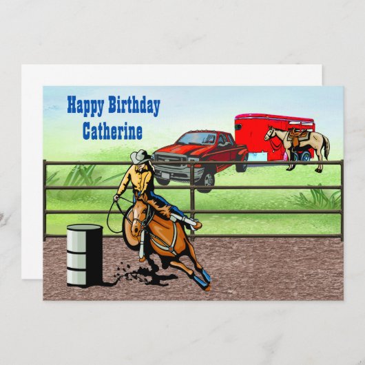 Invitation Cavalière de Rodéo Occidental dans l'Arène (Devant / Derrière)