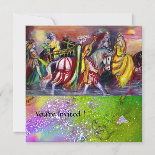 Invitation CAVALIERS DE LA NUIT ,étincelles roses violettes v (Devant)