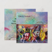 Invitation CAVALIERS, MUSIQUE DE NUIT, Paillettes Bleues Or (Devant / Derrière)