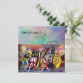 Invitation CAVALIERS, MUSIQUE DE NUIT, Paillettes Bleues Or (Debout devant)