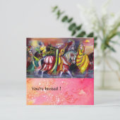 Invitation CAVALIERS, MUSIQUE DE NUIT, Paillettes rose or (Debout devant)