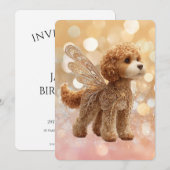 Invitation Cavapoo Cavoodle Ange Fée Anniversaire (Devant / Derrière)